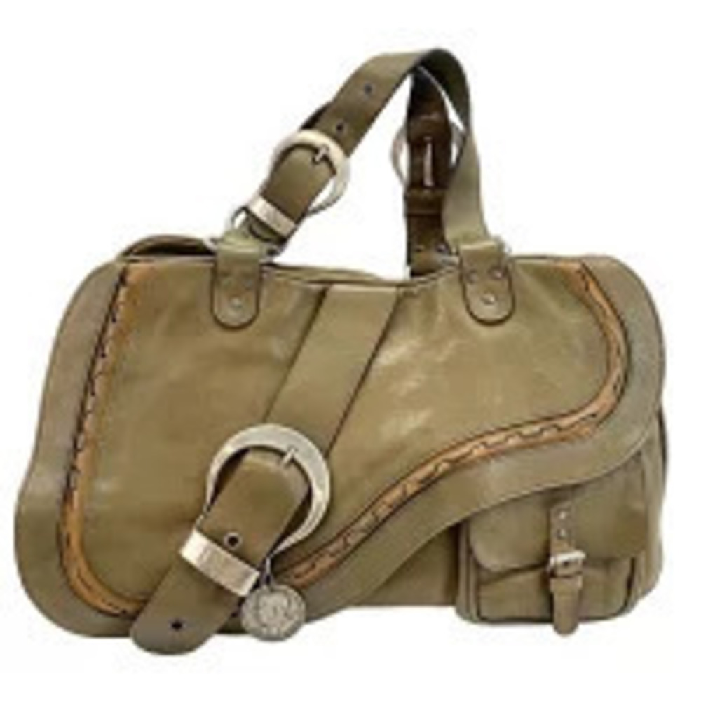 Christian Dior Leather Gaucho Handbag Green